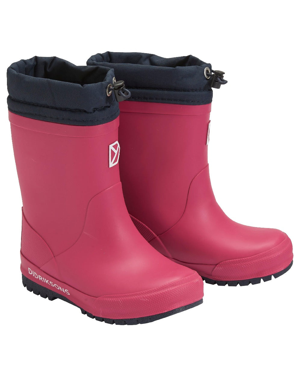 Plastic Pink Coloured Didriksons Childrens Slush Boots On A White Background