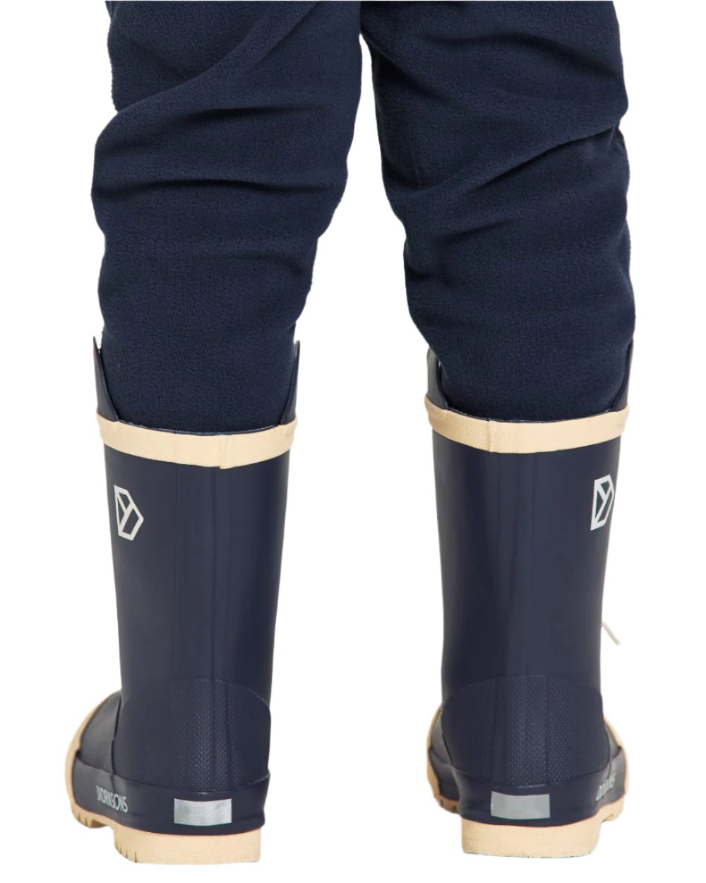 Navy Coloured Didriksons Childrens Splashman Boots On A White Background