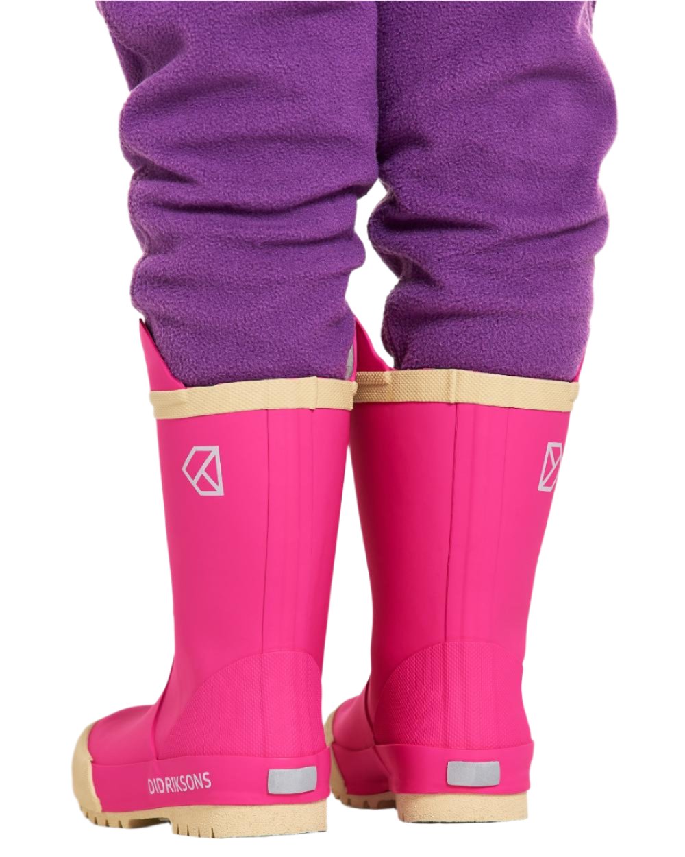 Plastic Pink Coloured Didriksons Childrens Splashman Boots On A White Background