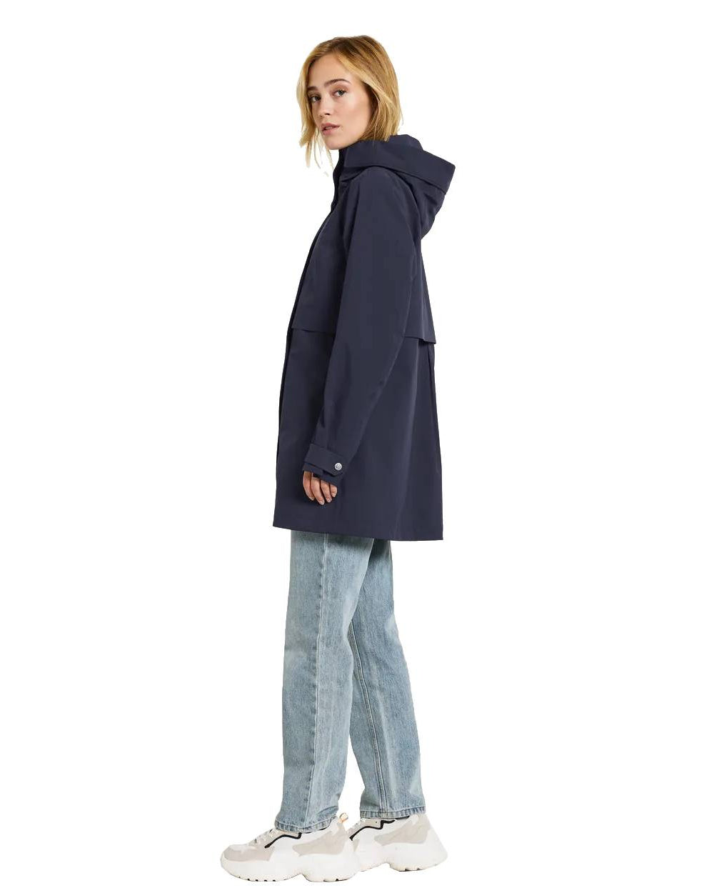 Dark Night Blue Coloured Didriksons Edith Parka On A White Background 