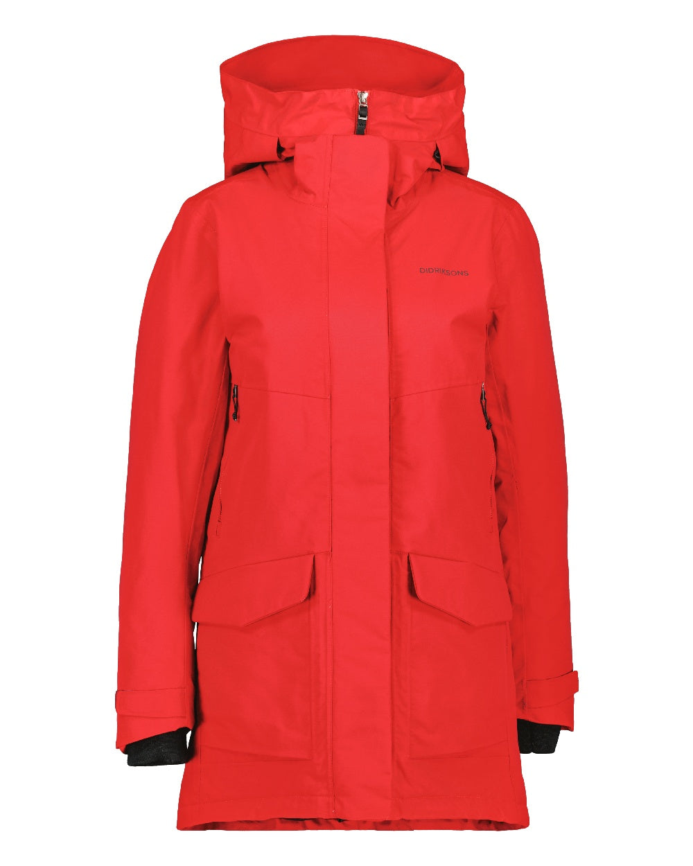 Pomme Red Coloured Didriksons Frida Womens Parka 7 On A White Background