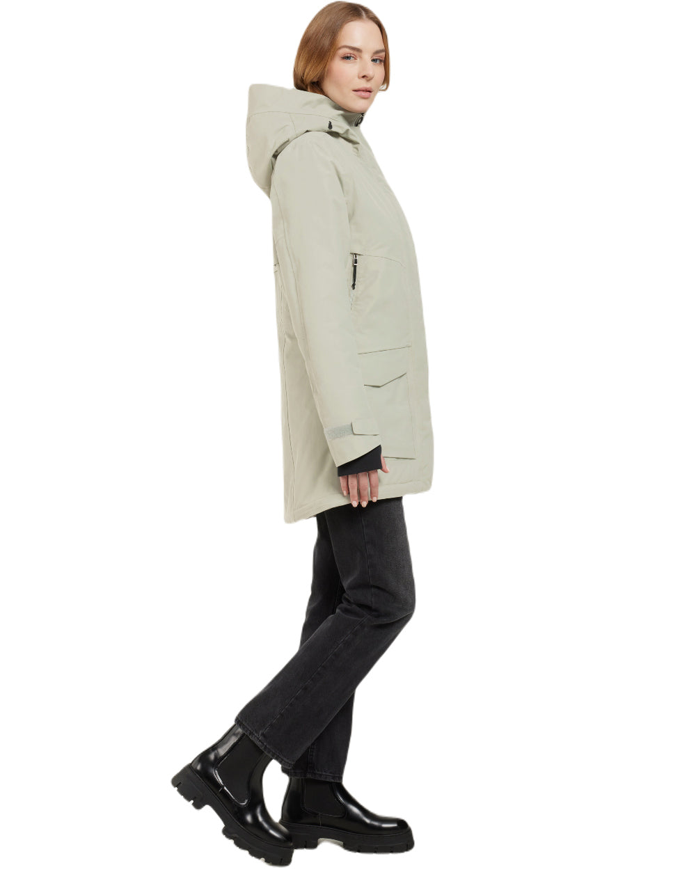 Wilted Leaf Coloured Didriksons Frida Womens Parka 7 On A White Background