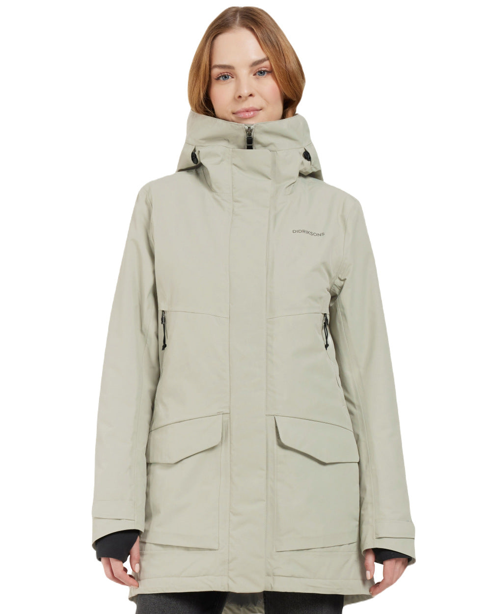Wilted Leaf Coloured Didriksons Frida Womens Parka 7 On A White Background
