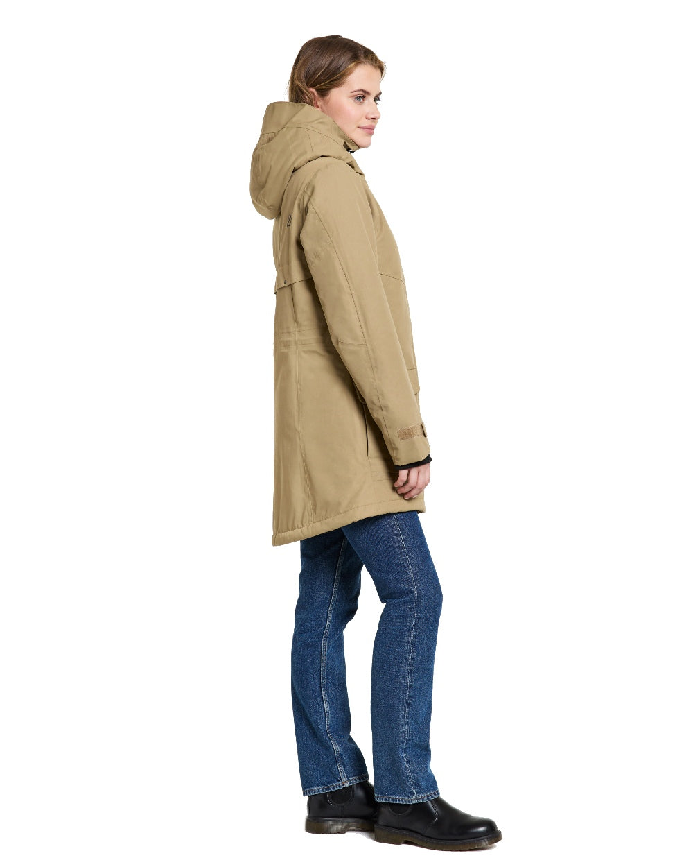 Wood Coloured Didriksons Frida Womens Parka 7 On A White Background