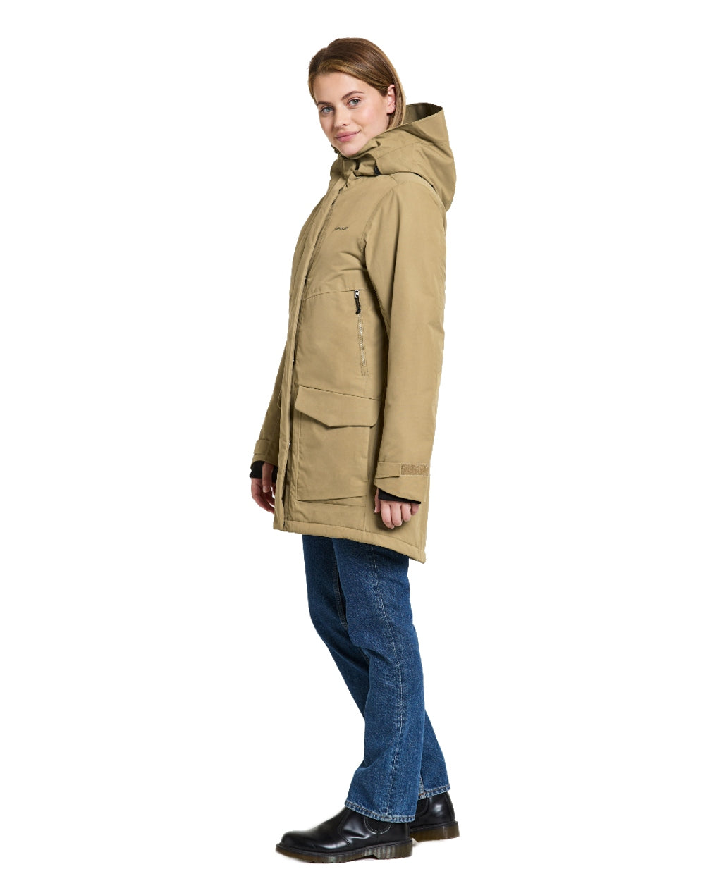 Wood Coloured Didriksons Frida Womens Parka 7 On A White Background
