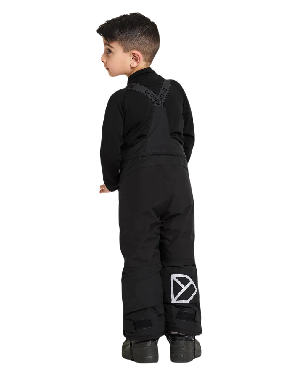 Black Coloured Didriksons Idre Childrens Pants On A White Background