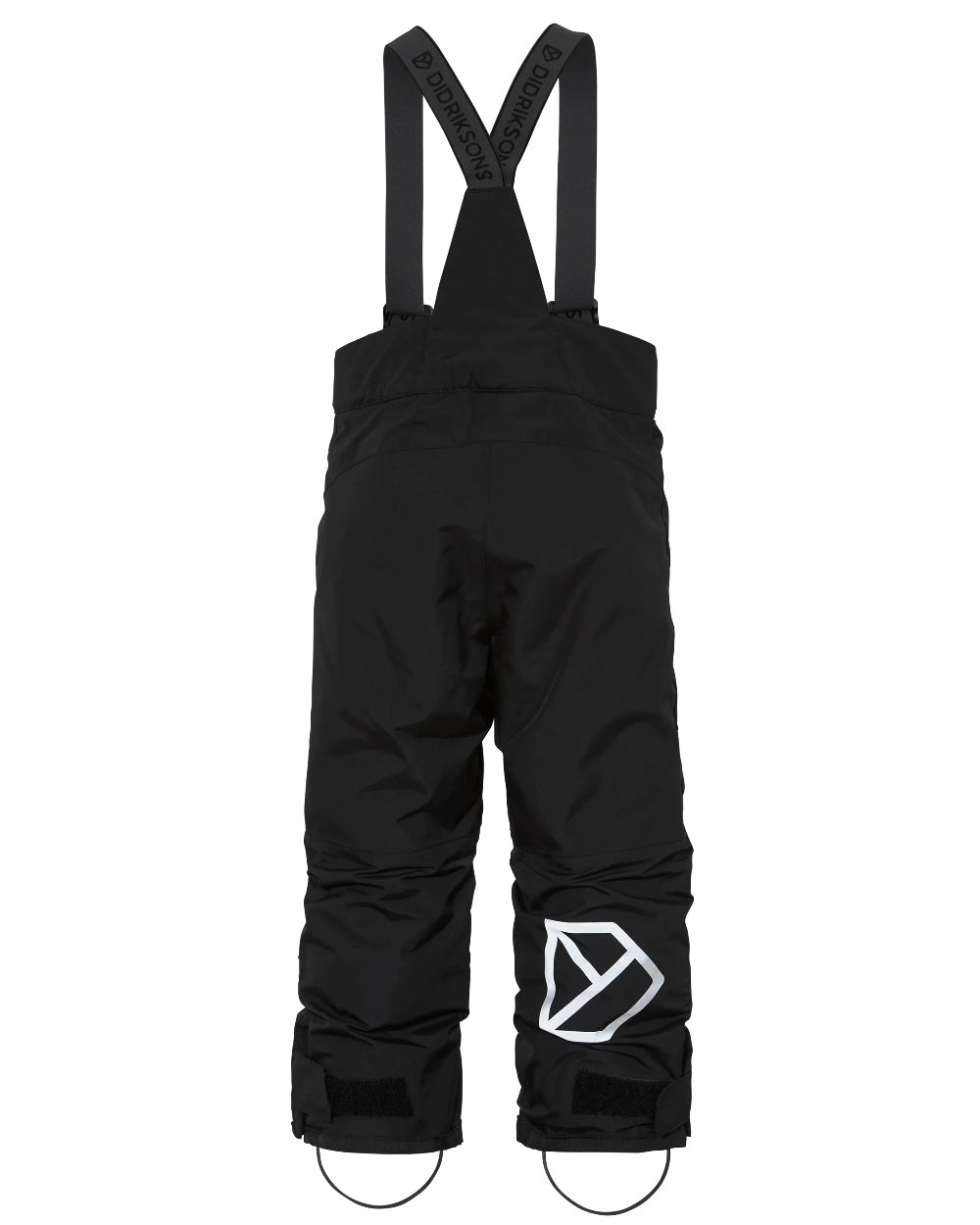 Black Coloured Didriksons Idre Childrens Pants On A White Background