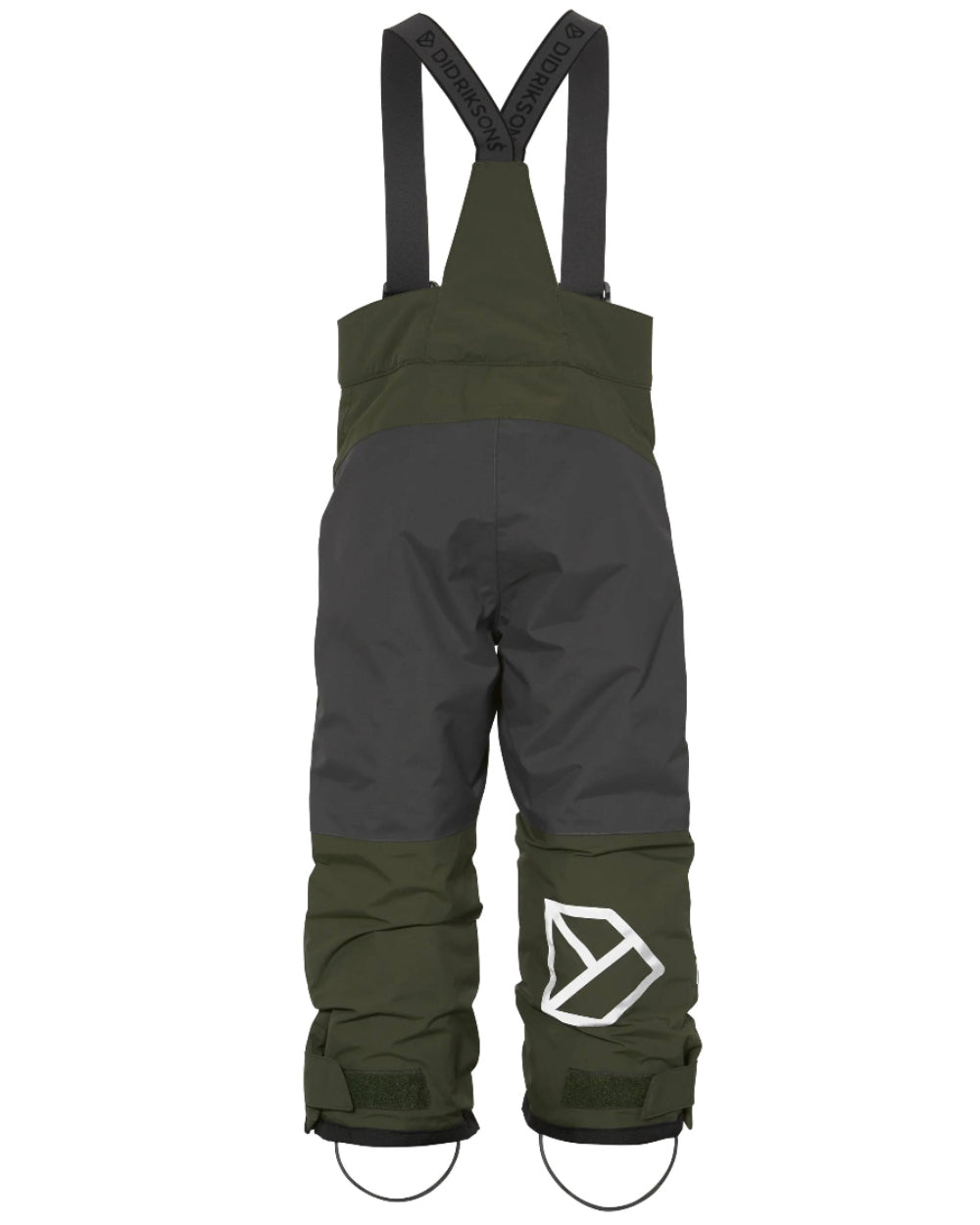 Deep Green Coloured Didriksons Idre Childrens Pants On A White Background
