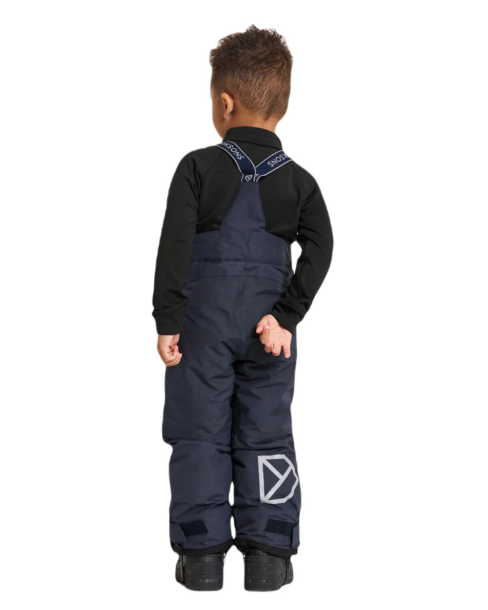 Navy Coloured Didriksons Idre Childrens Pants Pants Galon On A White Background 