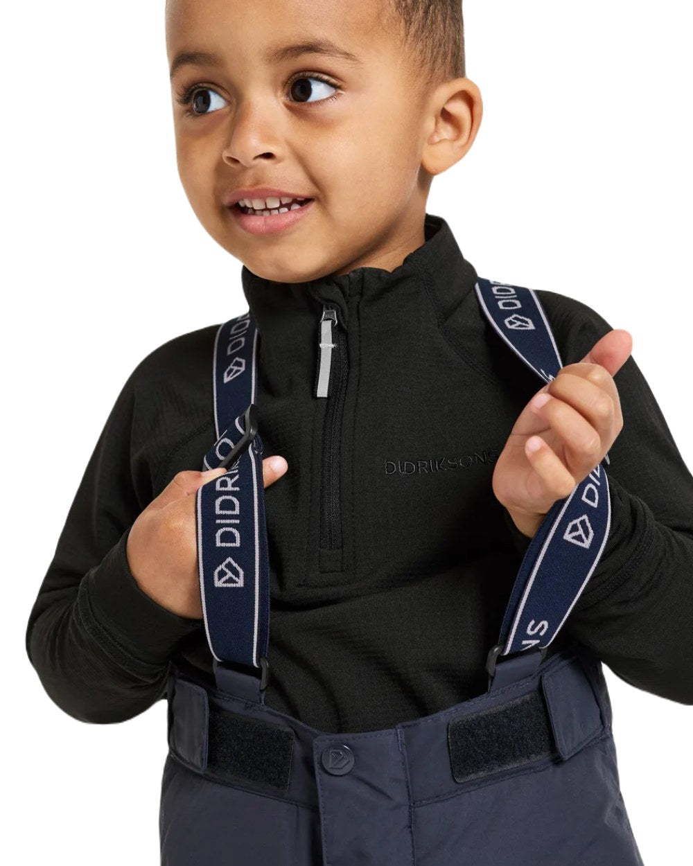 Navy Coloured Didriksons Idre Childrens Pants Pants Galon On A White Background