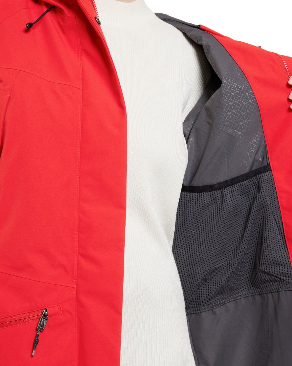 Pomme Red coloured Didriksons Womens Parka on white background