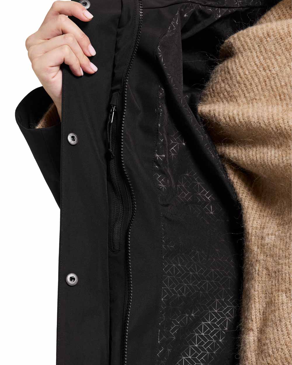 Black coloured Didriksons Womens Parka on White background