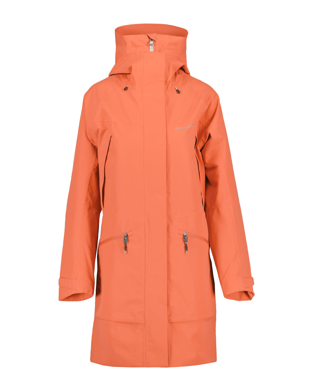 Brique Red coloured Didriksons Womens Parka on White background
