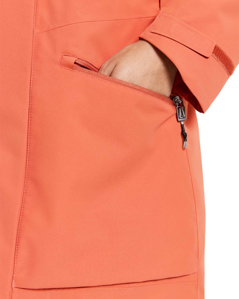 Brique Red coloured Didriksons Womens Parka on White background