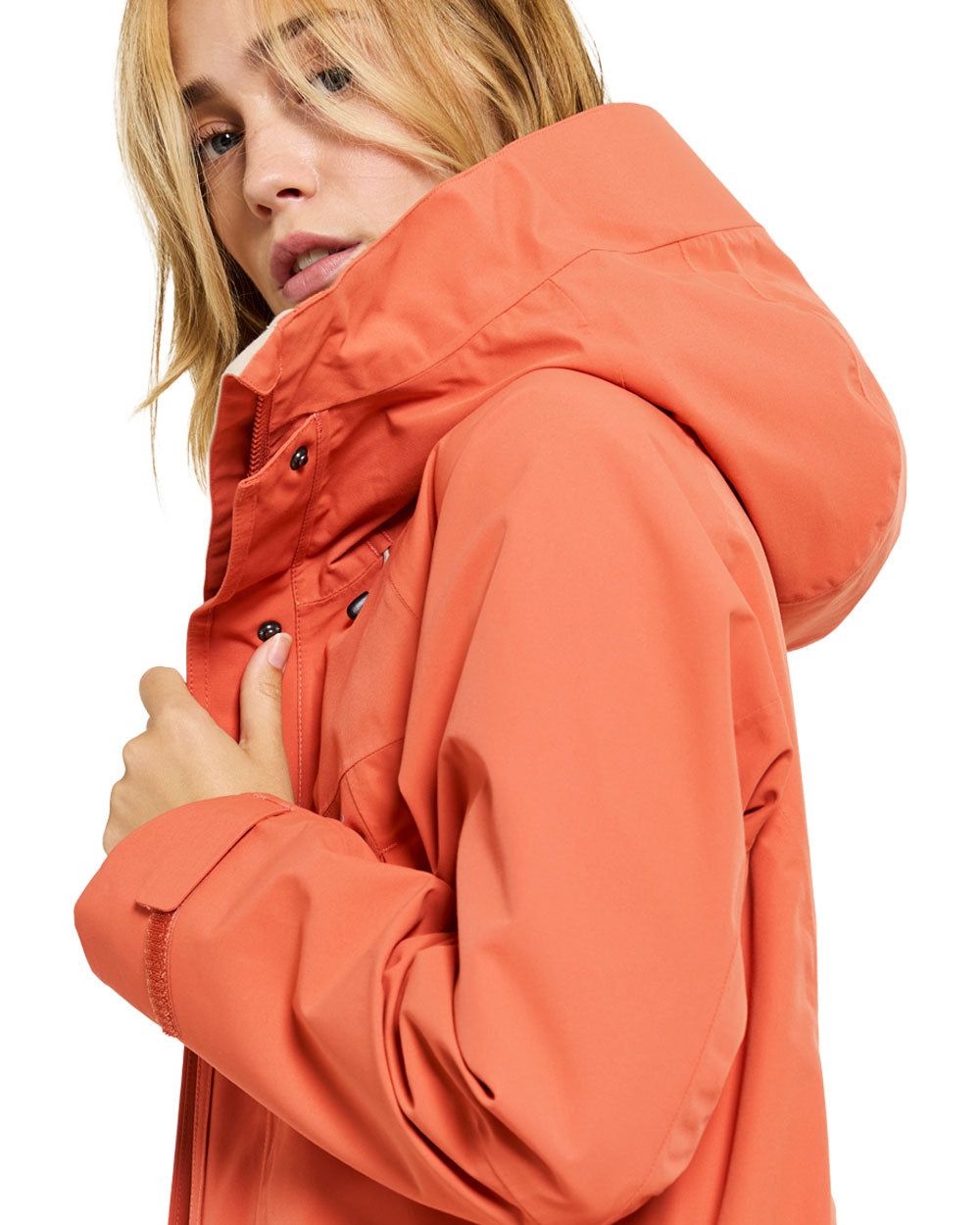 Brique Red coloured Didriksons Womens Parka on White background