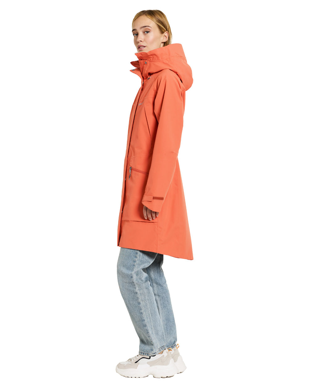 Brique Red coloured Didriksons Womens Parka on White background