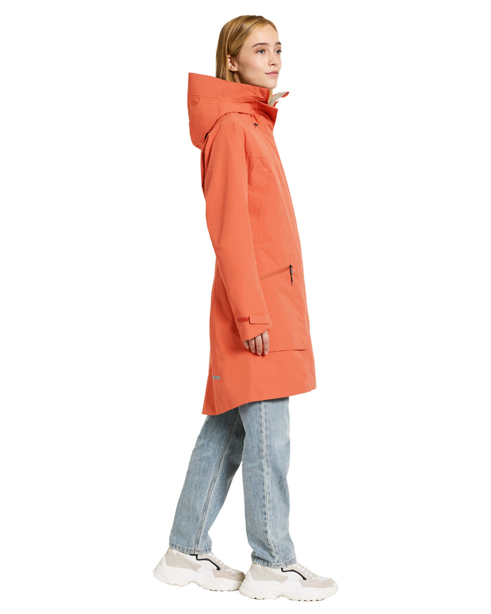 Brique Red coloured Didriksons Womens Parka on White background 