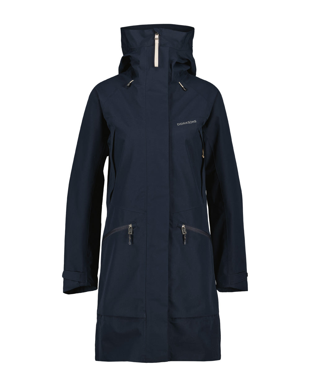 Dark Night Blue coloured Didriksons Womens Parka on White background