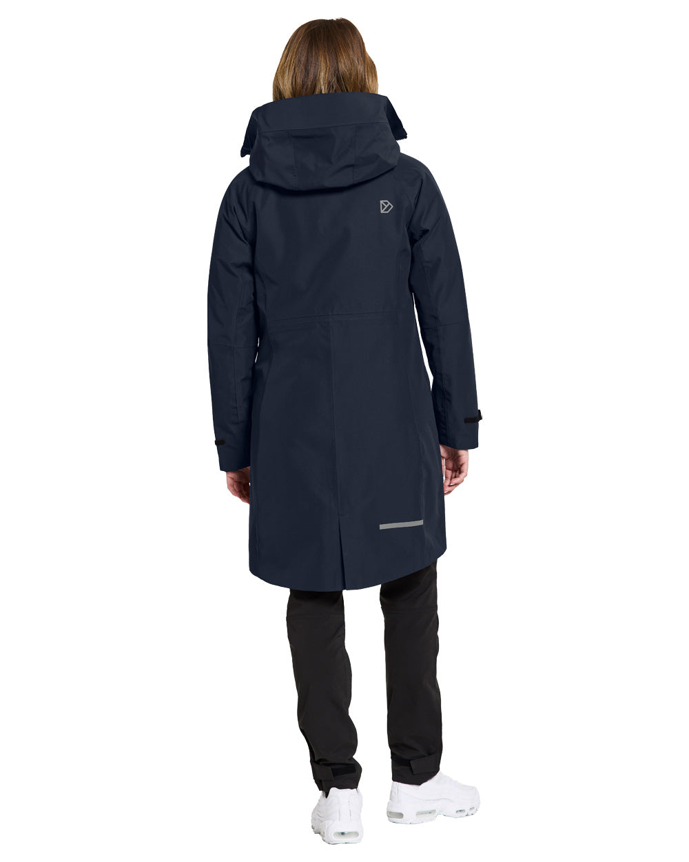 Dark Night Blue coloured Didriksons Womens Parka on White background