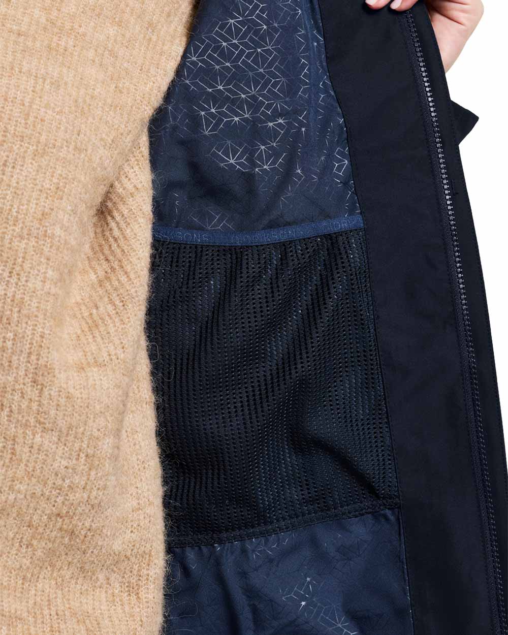 Dark Night Blue coloured Didriksons Womens Parka on White background