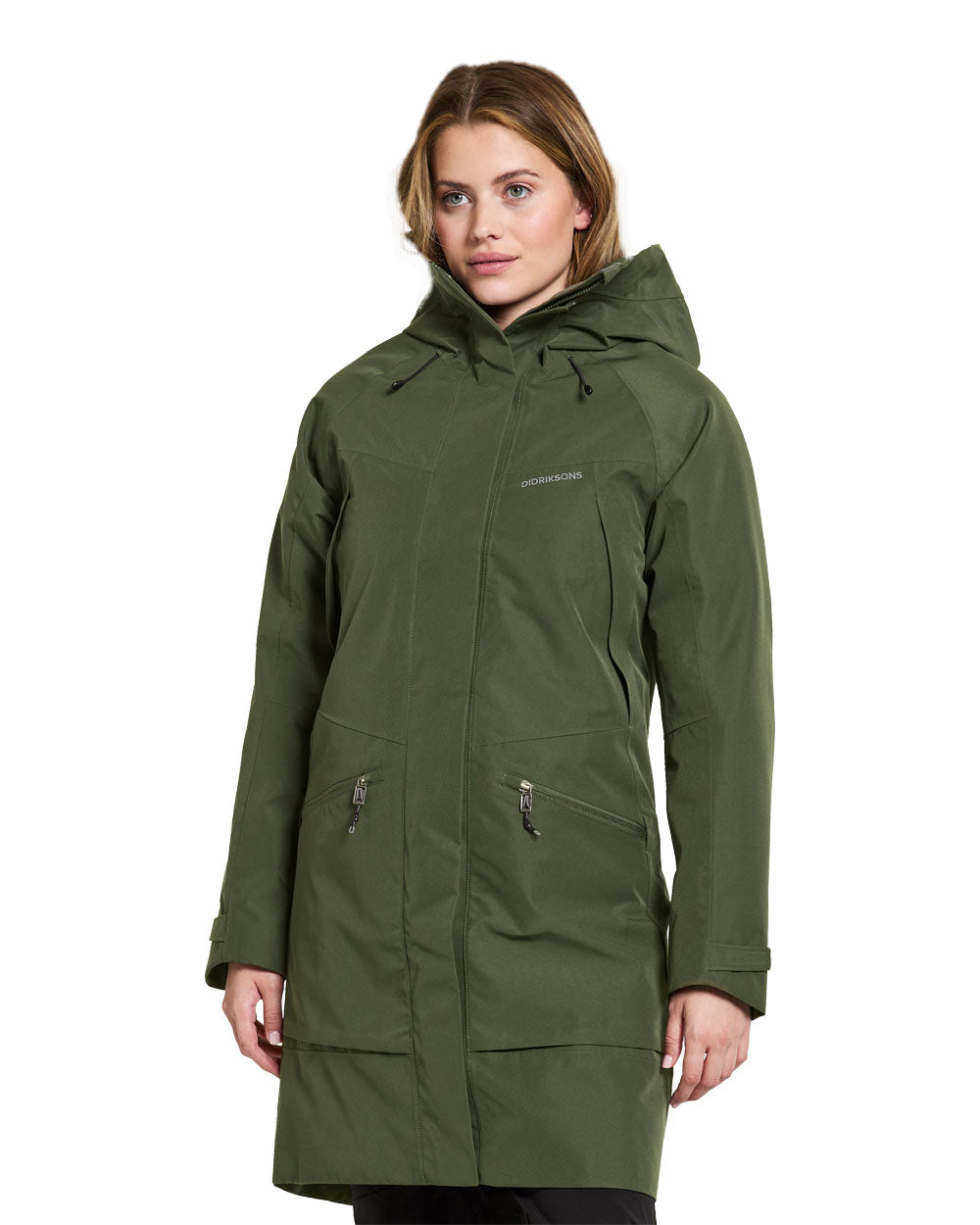 Deep Green coloured Didriksons Womens Parka on White background