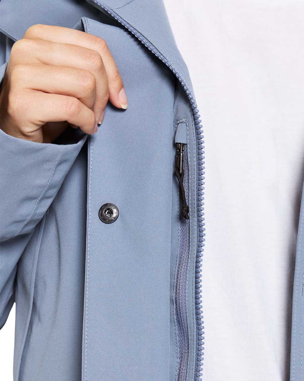 Glacial Blue coloured Didriksons Womens Parka on White background