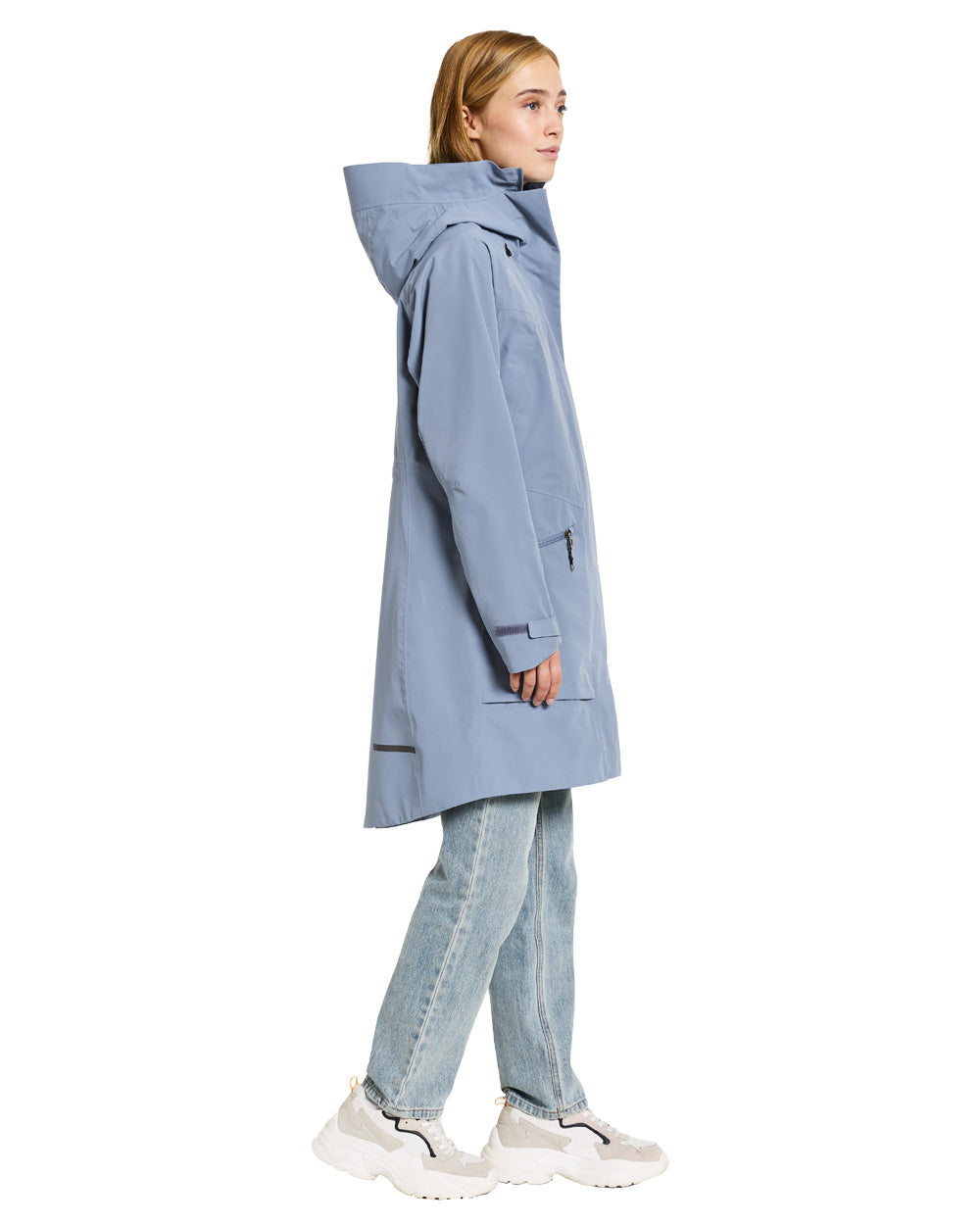 Glacial Blue coloured Didriksons Womens Parka on White background