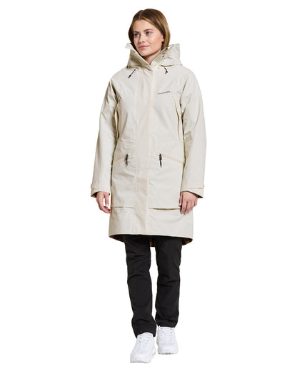 White Foam coloured Didriksons Womens Parka on White background 