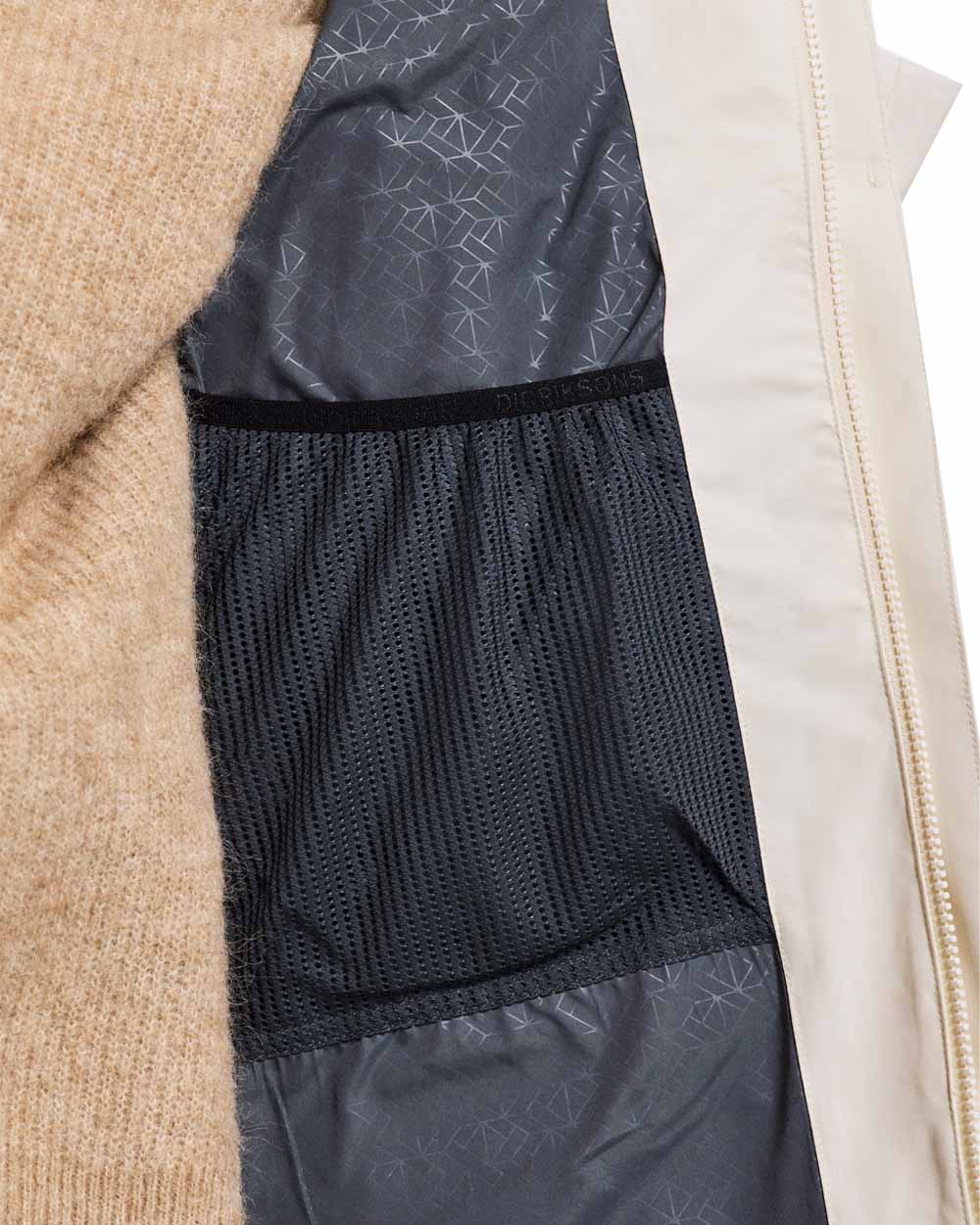 White Foam coloured Didriksons Womens Parka on White background