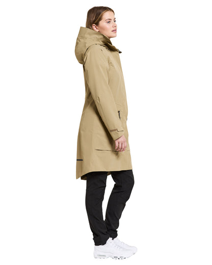Wood coloured Didriksons Womens Parka on White background 
