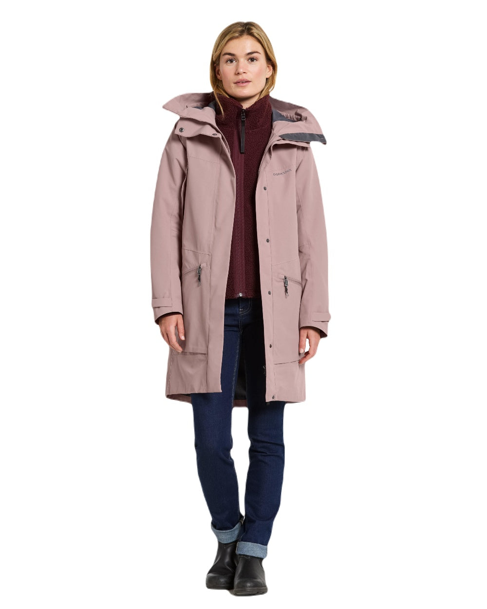 Faded Wine Coloured Didriksons Ilma Womens Waterproof Parka 8 on White Background
