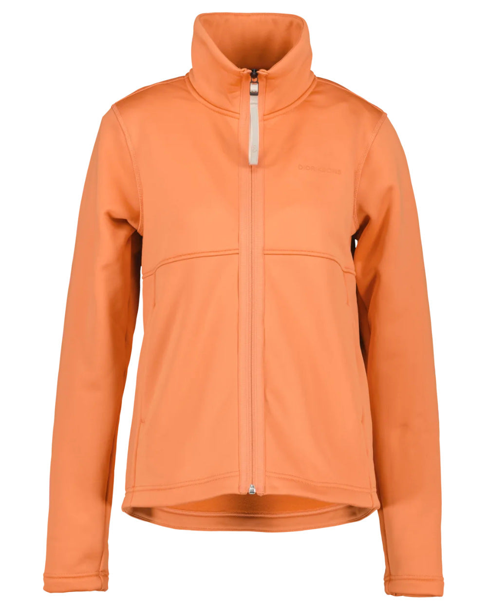 Faded Brique Coloured Didriksons Leah Womens Fullzip On A White Background