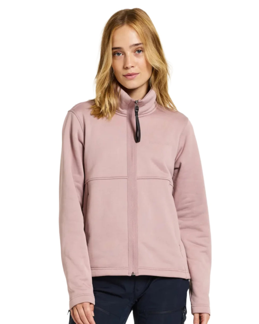 Oyster Lilac Coloured Didriksons Leah Womens Fullzip On A White Background