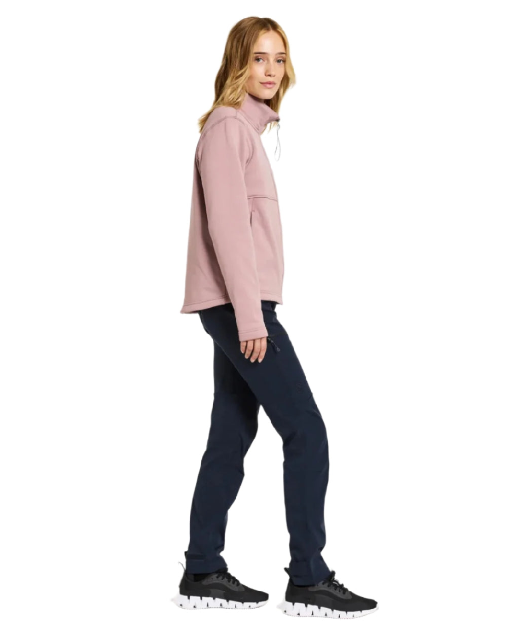 Oyster Lilac Coloured Didriksons Leah Womens Fullzip On A White Background