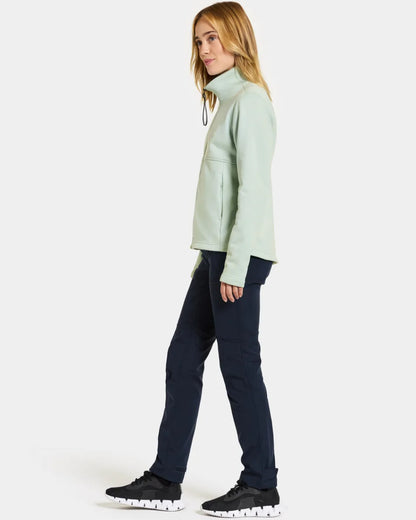 Pale Mint Coloured Didriksons Leah Womens Fullzip On A Grey Background 