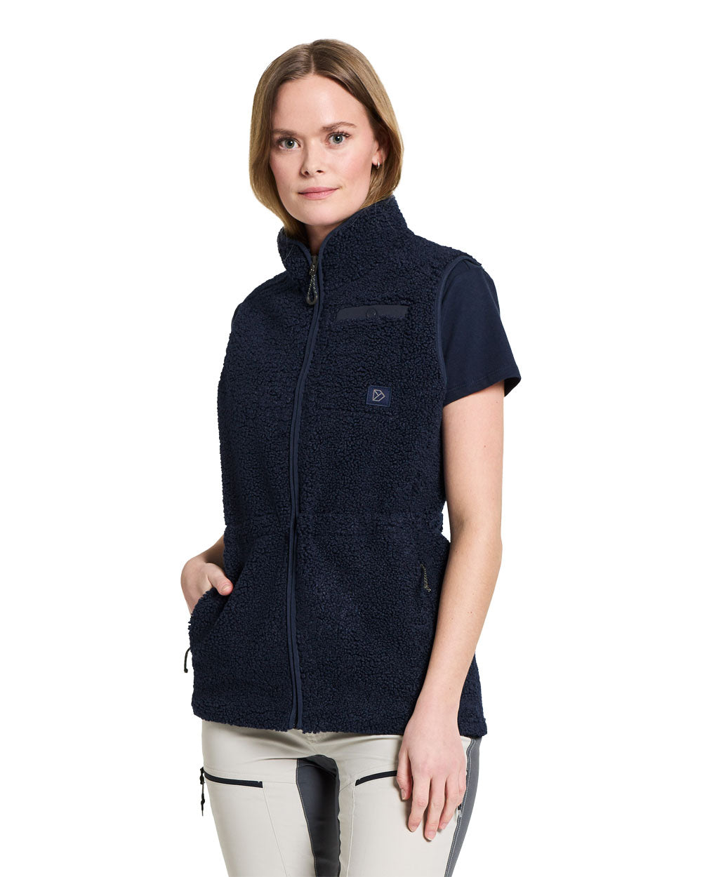 Dark Night Blue coloured Didriksons Full-ZIp Fleece on White background