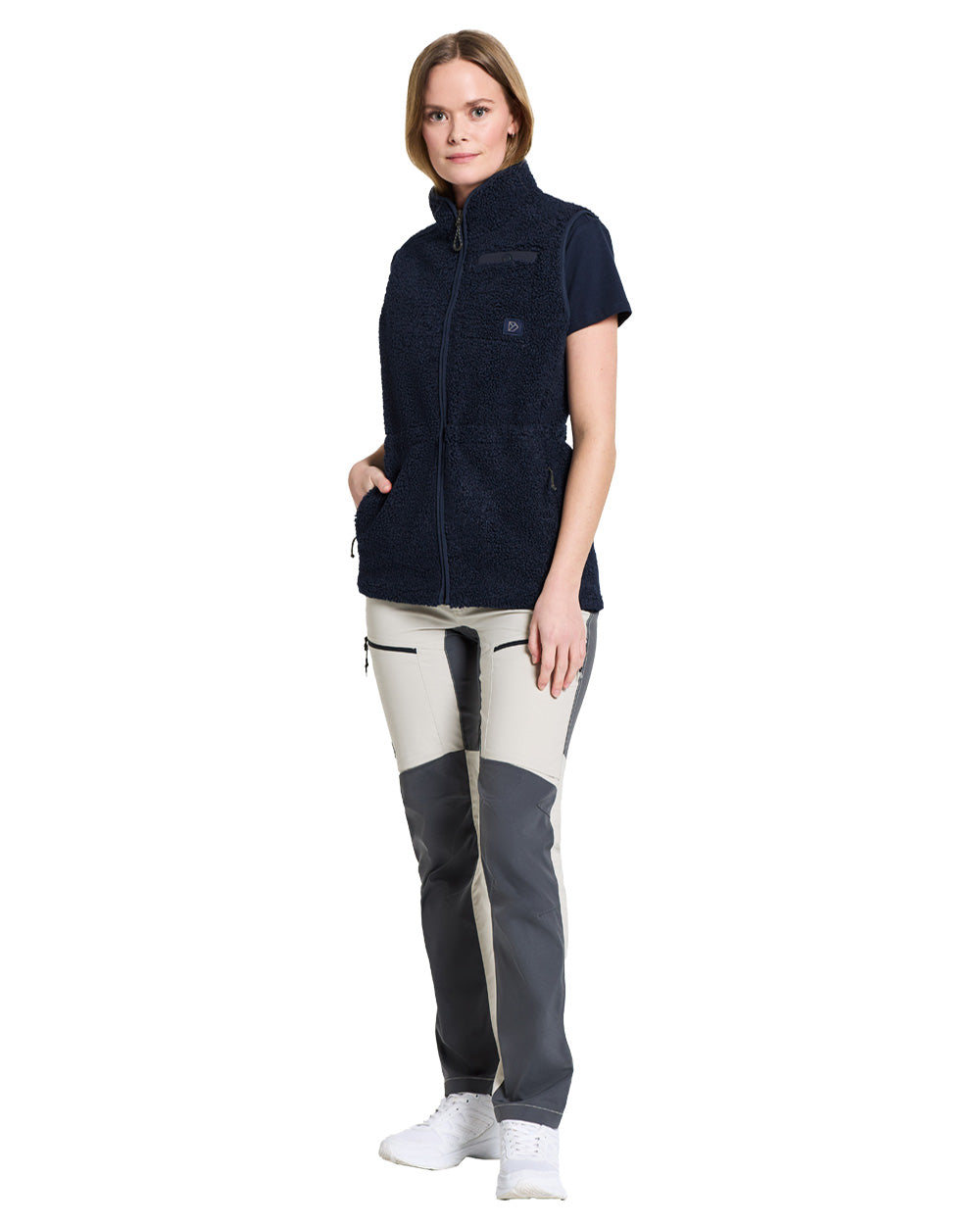 Dark Night Blue coloured Didriksons Full-ZIp Fleece on White background