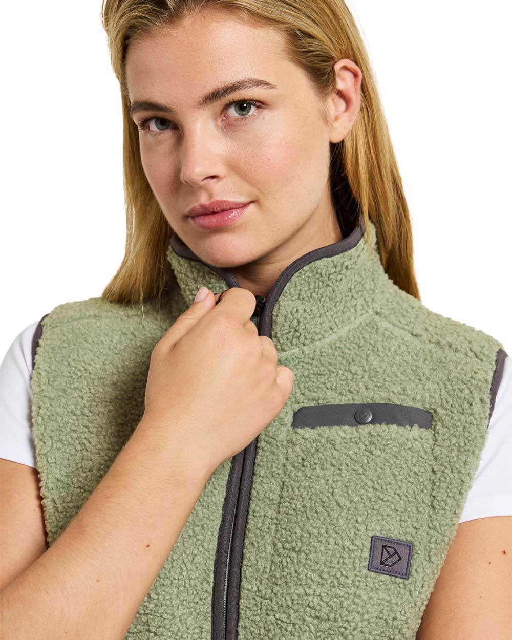 Light Moss coloured Didriksons Full-ZIp Fleece on White background
