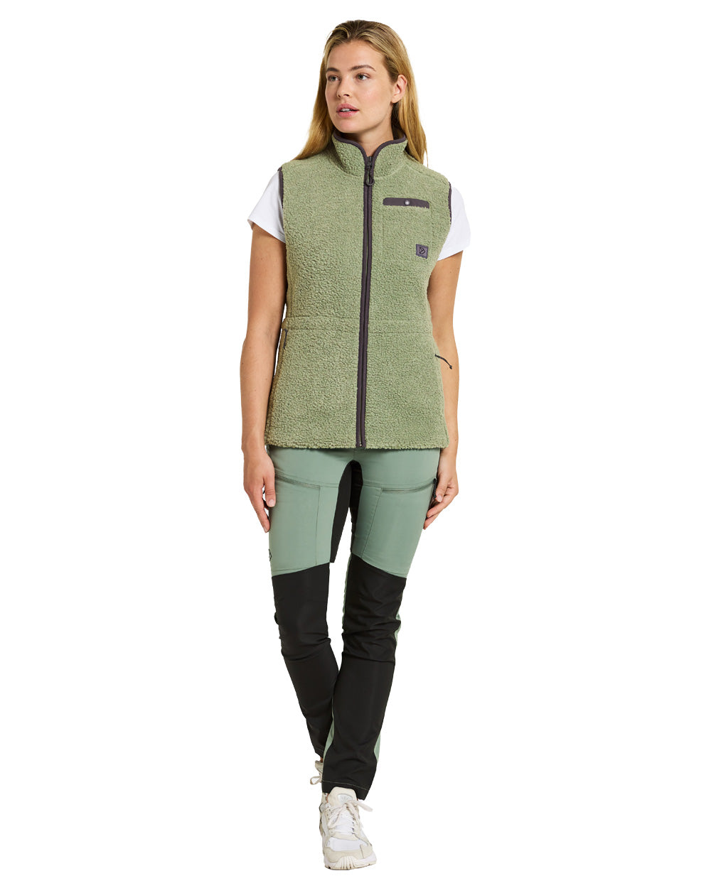 Light Moss coloured Didriksons Full-ZIp Fleece on White background