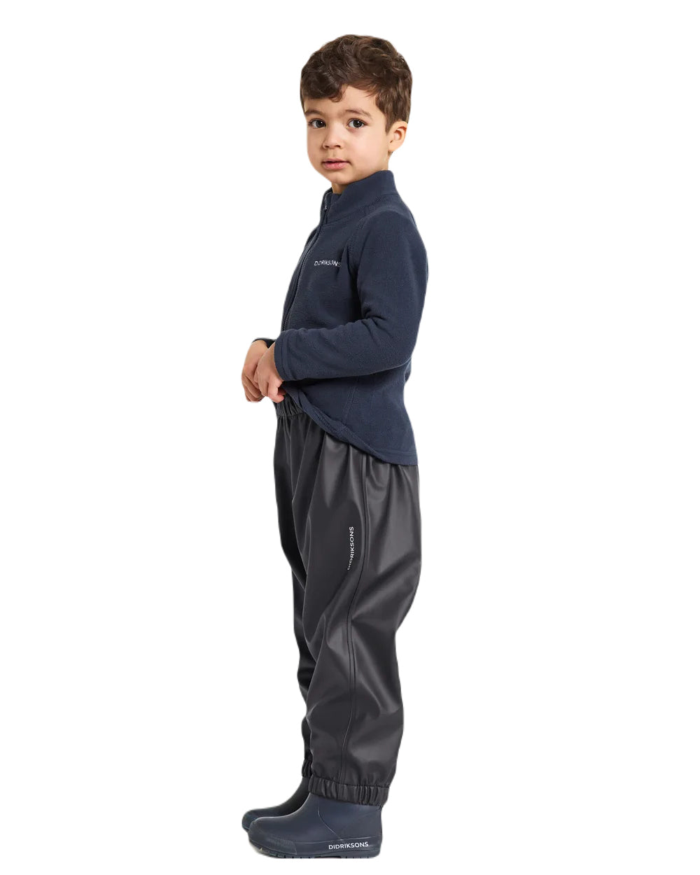 Black Coloured Didriksons Midjeman Childrens Pants Galon On A White Background