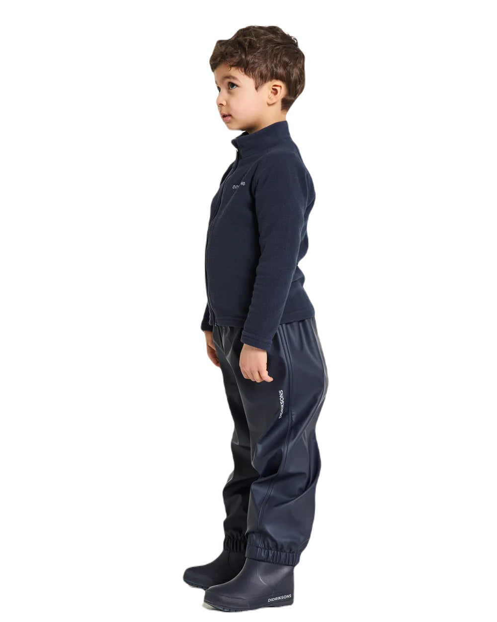 Navy Coloured Didriksons Midjeman Childrens Pants Galon On A White Background