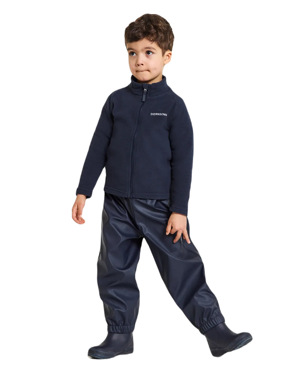 Navy Coloured Didriksons Midjeman Childrens Pants Galon On A White Background