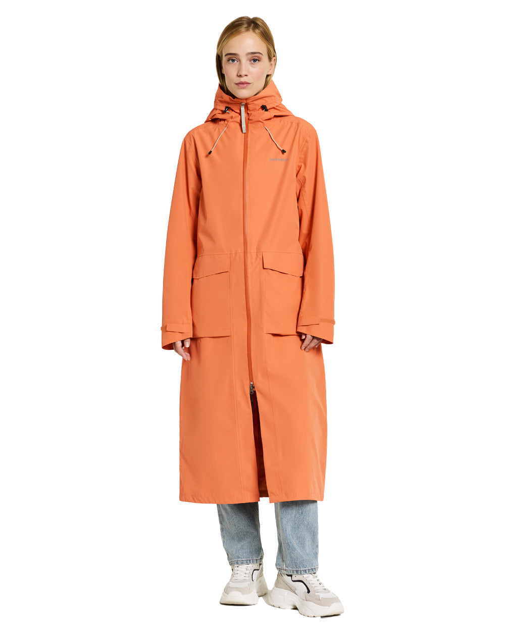 Faded Brique coloured Didriksons Nadja Parka on White background 