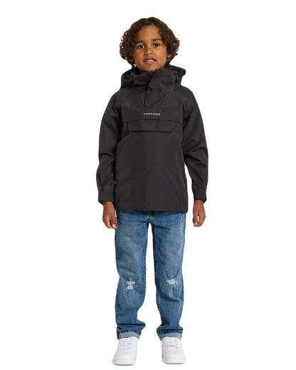 Black Coloured Didriksons Pi Childrens Anorak On A White Background 