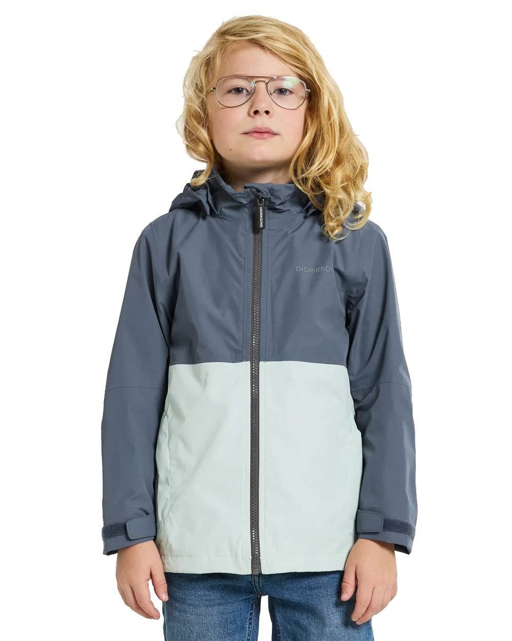 Pale Mint Coloured Didriksons Piko Childrens Jacket On A White Background 