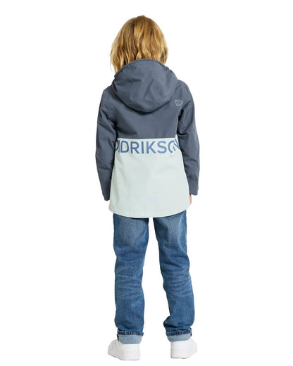 Pale Mint Coloured Didriksons Piko Childrens Jacket On A White Background 
