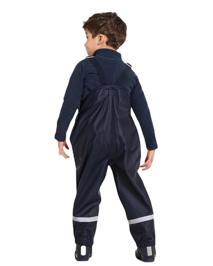 Navy Coloured Didriksons Plaskeman Childrens Pants Galon On A White Background 
