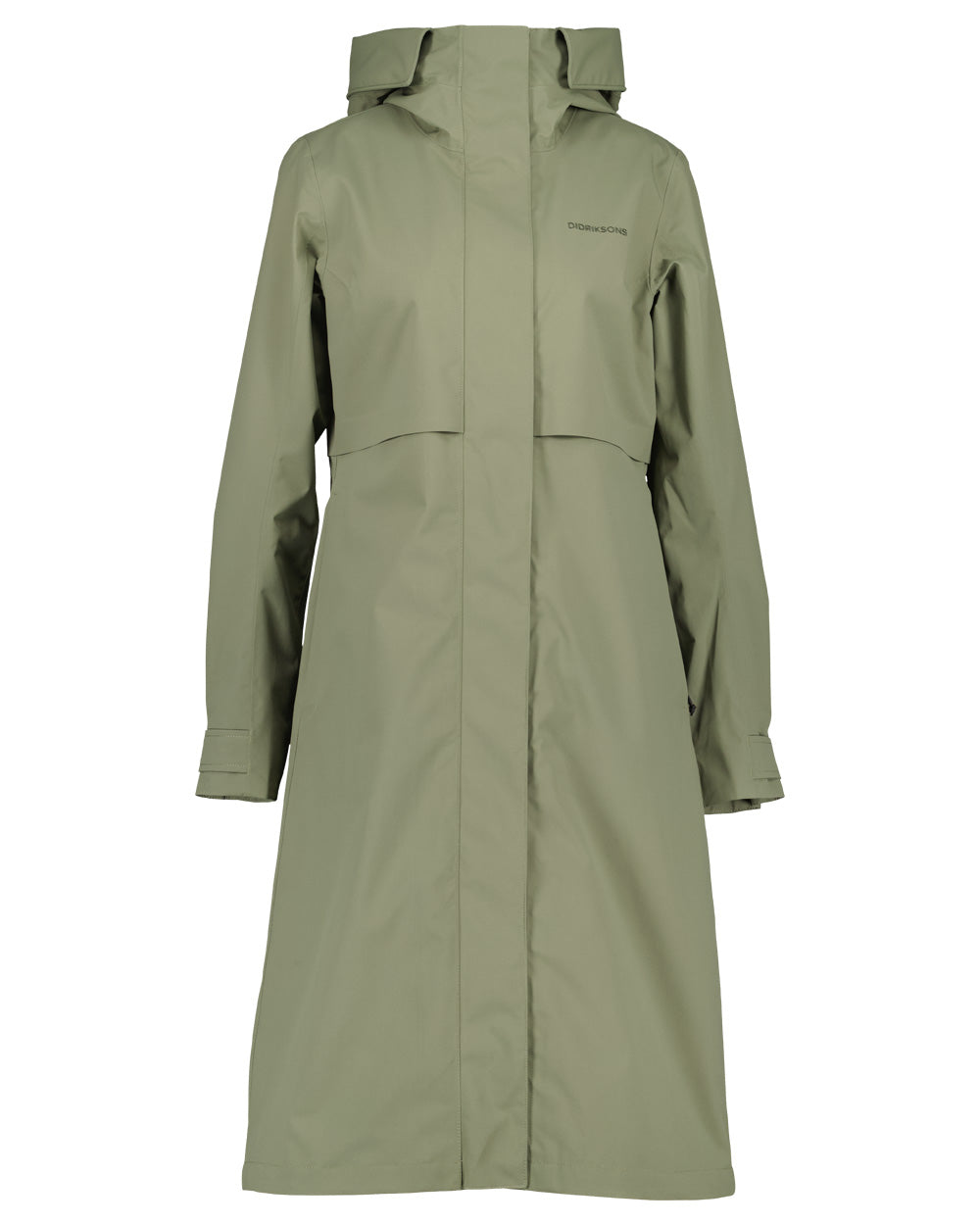 Dusty Olive coloured Didriksons Womens Parka on White background 