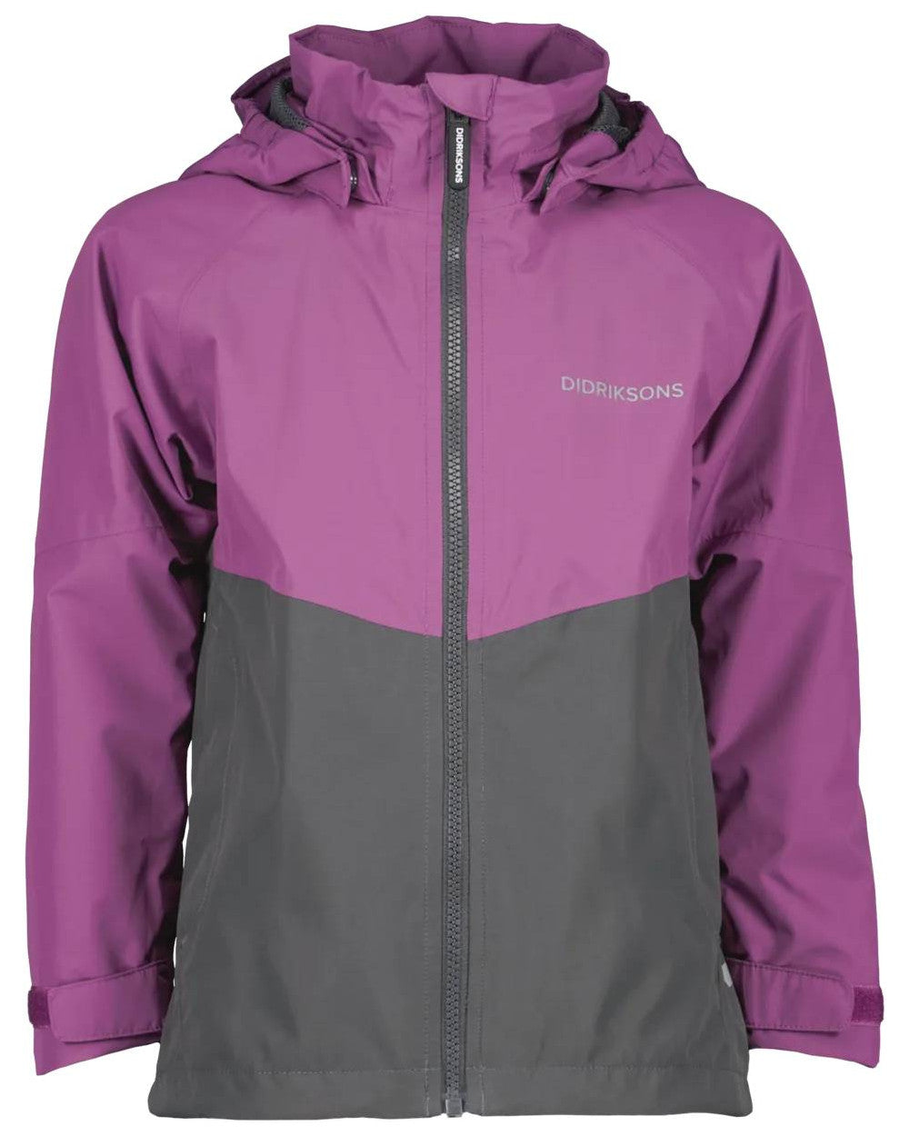 Grape Coloured Didriksons Tera Childrens Jacket On A White Background 