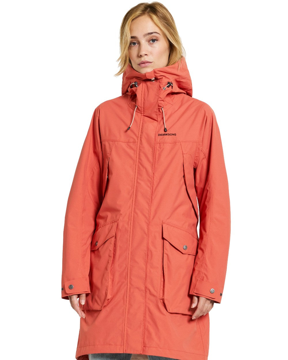 Brique Red Coloured Didriksons Thelma Womens Parka 10 On A White Background